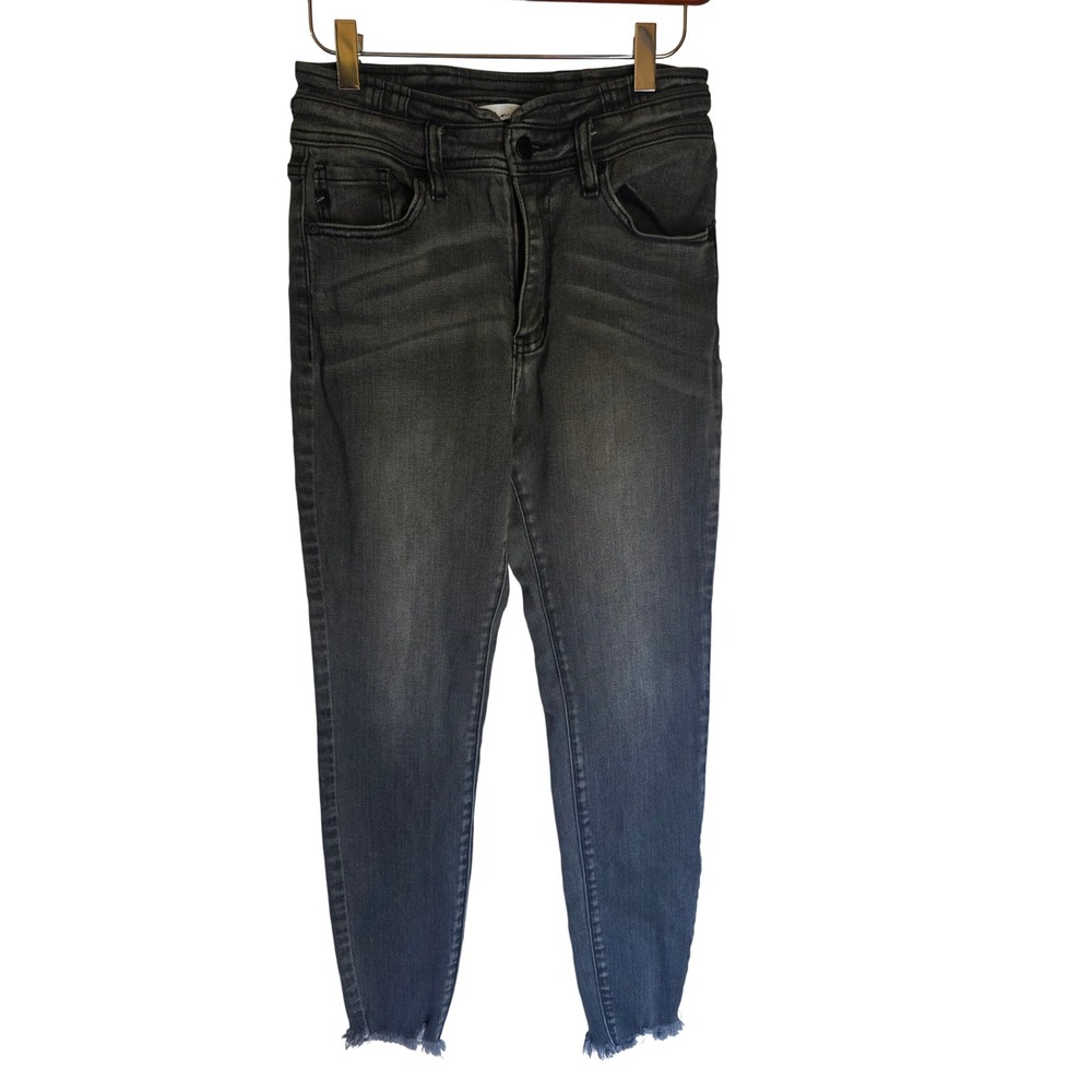 KanCan Maurices Charcoal Grey Skinny Jeans Raw Hem High Rise Size 27 165615